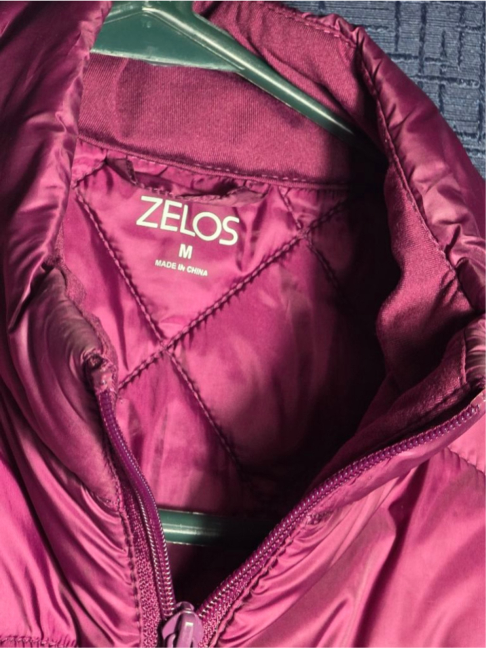 Women's ZELOS Burgundy Quilted Puffer Vest M y2k 90's fall - Picture 2 of 5